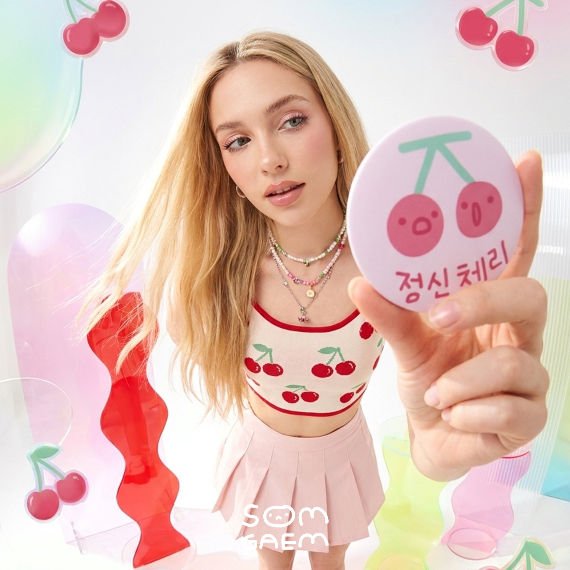 Cherry Pocket Mirror