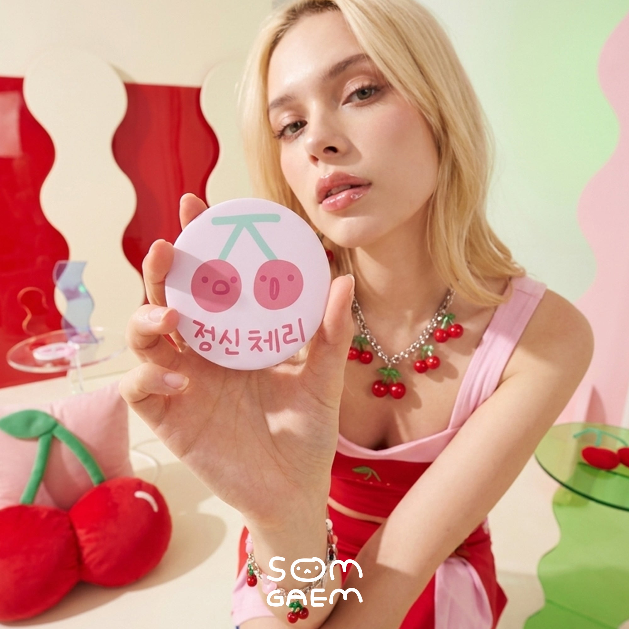 Cherry Pocket Mirror